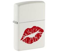 Zippo Accendino da tempesta - Kiss, bianco opaco, colore immagine - Ricaricabile - Riutilizzabile - Design antivento - Confezione regalo - Made in USA