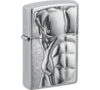 Zippo Accendino da tempesta Man Torso 3D, cromato spazzolato, Emblem Attached, ricaricabile, design antivento, confezione regalo, made in USA