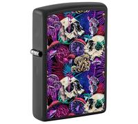Zippo Accendino da tempesta - Pyschedelic Mushroom, Black Matte, Black Light - Ricaricabile - Riutilizzabile - Design antivento - Confezione regalo - Made in USA