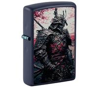 Zippo Accendino da tempesta Samurai Warrior, blu navy, colore immagine, ricaricabile, riutilizzabile, design antivento, confezione regalo, made in USA