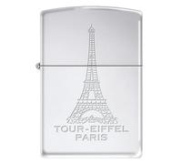 Zippo Accendino da tempesta - Tour-Eiffel Parigi, High Polish Chrome, Lustre, ricaricabile, design antivento, confezione regalo, made in USA