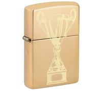 Zippo Accendino da tempesta - Trophy, High Polish Brass, Laser Engrave - Ricaricabile - Riutilizzabile - Design antivento - Confezione regalo - Made in USA