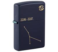 Zippo Accendino da tempesta - Zodiac Cancer, Navy Matte, Laser Engrave - Ricaricabile - Riutilizzabile - Design antivento - Confezione regalo - Made in USA