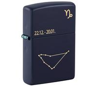 Zippo Accendino da tempesta - Zodiac Capricorn, Navy Matte, Laser Engrave - Ricaricabile - Riutilizzabile - Design antivento - Confezione regalo - Made in USA