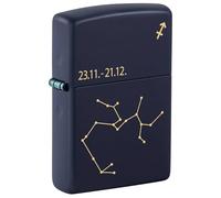 Zippo Accendino da tempesta - Zodiac Sagittarius, Navy Matte, Laser Engrave - Ricaricabile - Riutilizzabile - Design antivento - Confezione regalo - Made in USA