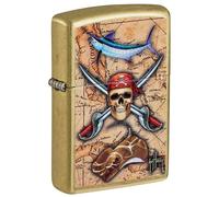 Zippo Accendino Guy Harvey Special Edition Unisex Uomo in Metallo Multicolor Marroncino con Teschio Pirata Pesce Spada Manta