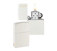 Zippo Accendino in metallo, bianco opaco, con logo, taglia unica