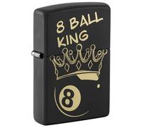 Zippo Accendino King 8 Ball 46291 Collezionabile Unisex Metallo Nero Oro, Palla da Biliardo e Corona
