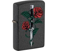 Accendino Zippo® Rose Dagger Tattoo 49778, Accendino Antivento Ricaricabile Zippo, Realizzato in Metallo con Caratteristico "click" Zippo, Color Nero, Made in USA, Ottima Idea Regalo
