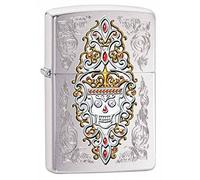 Zippo, Accendino, Motivo: Scheletro con Gioiello, in Cromo Spazzolato, catalogo 2014, Argento (Edelstahloptik)