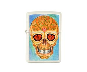 Zippo, Accendino, Motivo: Teschio, Arancione (Edelstahloptik)