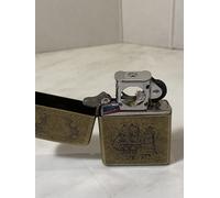 Zippo Accendino Pipa PIPE Lighter Scrimshaw Antique Brass Nuovo New