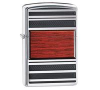 Accendino Zippo Pipe Wood Design 28676, Accendino Antivento Ricaricabile Zippo, Realizzato in Metallo con Caratteristico "click" Zippo, Color Argento, Made in USA, Ottima Idea Regalo