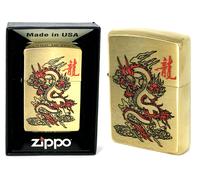Zippo Accendino Red Dragon Alto Polish Color Oro Custom Limitata Quantità IN USA