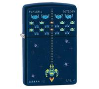 Zippo Accendino antivento ricaricabile Pixel Game Design 49114 Blu in metallo Made in USA Idea regalo