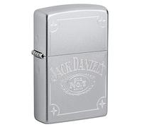 Zippo Accendino tascabile cromato satinato con logo inciso di Jack Daniel