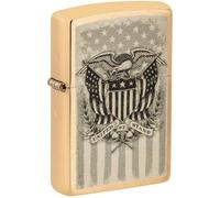 Zippo Accendino tascabile in ottone spazzolato con stemma americano