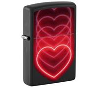 Zippo Accendino tascabile nero opaco con design a cuori