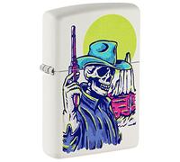 Zippo Accendino tascabile opaco con design a scheletro Wild West, bianco