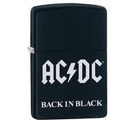 Zippo Accendino Tascabile Unisex, Nero Opaco AC/DC Posteriore in Nero, Taglia Unica