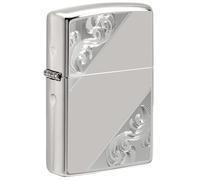 Zippo Accendino tempesta - Diagonal Filigree, High Polish Sterling Silver, Auto Engrave - Ricaricabile - Riutilizzabile - Design antivento - Confezione regalo - Made in USA