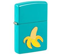 Zippo Accendino tempesta - Foodie Banana Flat Turquoise, emblema - Ricaricabile - Riutilizzabile - Design antivento - Confezione regalo - Made in USA