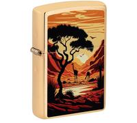 Zippo Accendino tempesta - giraffe, ottone spazzolato, colore immagine, ricaricabile, riutilizzabile, design antivento, confezione regalo - Made in USA