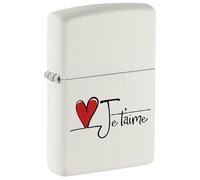 Zippo Accendino tempesta - Je T'Aime, White Matte, Color Image - Ricaricabile - Design antivento - Confezione regalo - Made in USA