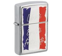 Zippo Accendino tempesta - Motto francese, cromato spazzolato, emblema - Ricaricabile - Riutilizzabile - Design antivento - Confezione regalo - Made in USA