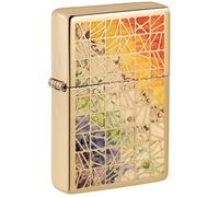 Zippo Accendino tempesta - Pattern, Vintage High Polish Brass, Fusion - Ricaricabile - Riutilizzabile - Design antivento - Confezione regalo - Made in USA