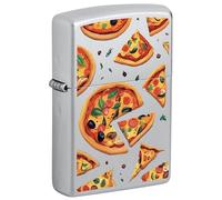 Zippo Accendino tempesta - Pizza, cromo satinato, Color Image - Ricaricabile - Riutilizzabile - Design antivento - Confezione regalo - Made in USA