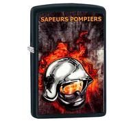 Zippo Accendino tempesta - Pompiers, Black Matte, Color Image - Ricaricabile - Riutilizzabile - Design antivento - Confezione regalo - Made in USA