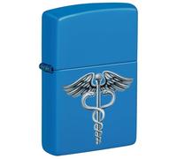 Zippo Accendino tempesta - Simbolo Caduceus, Sky Blue Matte, Color Image - Ricaricabile - Riutilizzabile - Design antivento - Confezione regalo - Made in USA