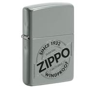 Zippo Accendino tempesta - Since 1932 Logo Flat Grey, Color Image - Ricaricabile - Riutilizzabile - Design antivento - Confezione regalo - Made in USA