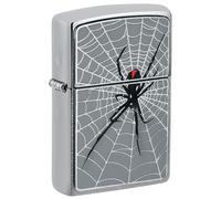 Zippo Accendino tempesta - Spider Web Grey, cromo spazzolato, emblema - Ricaricabile - Riutilizzabile - Design antivento - Confezione regalo - Made in USA