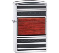 Zippo Accendino antivento ricaricabile Pipe Wood Design 28676 – Metallo, Argento, Made in USA