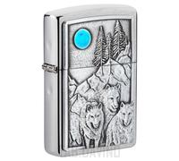 ZIPPO ACCENDINO WOLF PACK AND MOON EMBLEM 49295 ZIPPO ORIGINAL USA