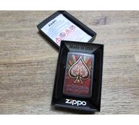 Zippo Ace Of Spade Design Pik Ass Accendino Poker OVP Gioco D'Azzardo