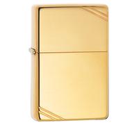 Zippo Alta Lucido Ottone Vintage Accendino Plain Windproof Disegno Arrotondato C