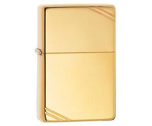Zippo Alta Lucido Ottone Vintage Accendino Plain Windproof Disegno Arrotondato C