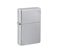 Zippo Lucidato Cromato Vintage Accendino Windproof Disegno Arrotondato Compatto