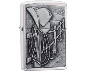 Zippo Antivento Ricaricabile Made In Usa Argento 24879 RESTING COWBOY