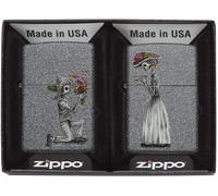 Zippo Antivento Ricaricabile Made In Usa Grigio Coppia scheletri