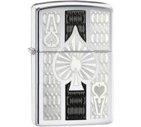 Zippo Antivento Ricaricabile Made In Usa Picche Asso Argento 24196