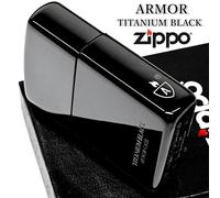 Zippo Armor Case Titanio Nero Logo Laterale "A" Accendino Olio Ottone Regalo ...