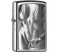 Zippo Benzina Accendino - Ragazza Donna Sexy - Ottone Acciaio Inox Cromo -
