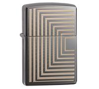 ZIPPO - Design a linee inscatolate - Incisione laser/Fancy Fill, Black Ice® - Accendino antivento, ricaricabile, in confezione regalo