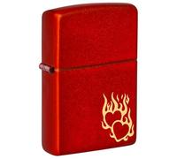 Zippo Fire Heart Accendino antivento con incisione laser, riutilizzabile, ricaricabile, design antivento, confezione regalo, realizzato negli Stati Uniti, rosso metallico