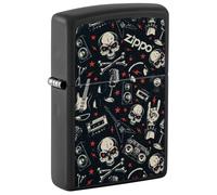 Zippo Grunt Pattern With Skulls Accendino Antivento, Stampa Colorata, Ricaricabile, Design Antivento, Confezione Regalo, Fatto negli Stati Uniti, Colore Nero Opaco
