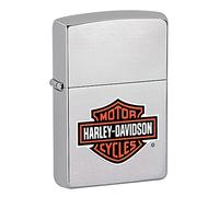 Zippo H-D-Bar & Shield Color, Accendino Antivento, Ricaricabile a Benzina Unisex Adulto, Cromo, Regular 5.7 x 3.7 x 1.2 cm